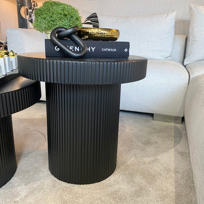 Black Ribbed Edge Side Table