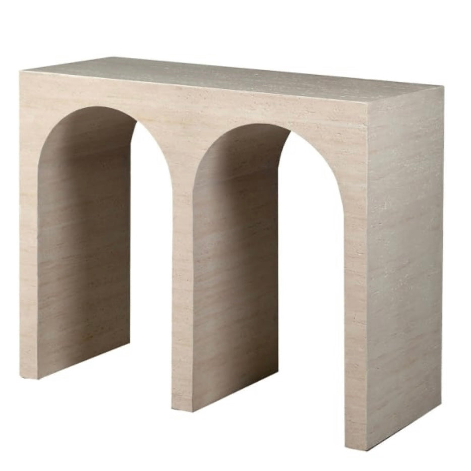 Travertine Effect Double Arch Console Table