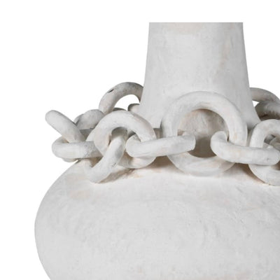 Ivory Ceramic Vase with Chain Detail