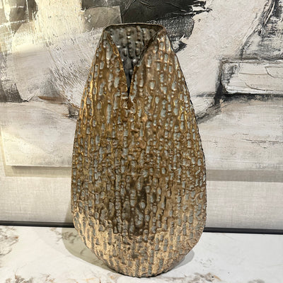 Tall Gold Effect Textured Vase