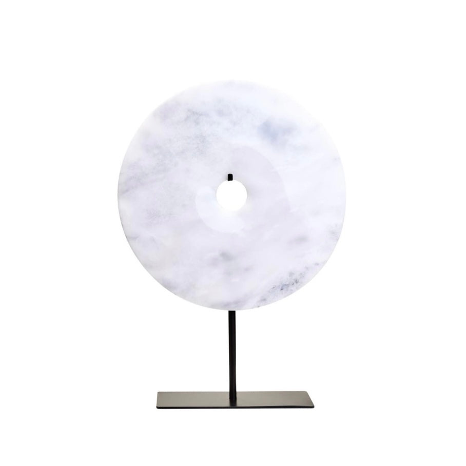 Zoro White Marble Round Disc Sculpture-2 Sizes Available