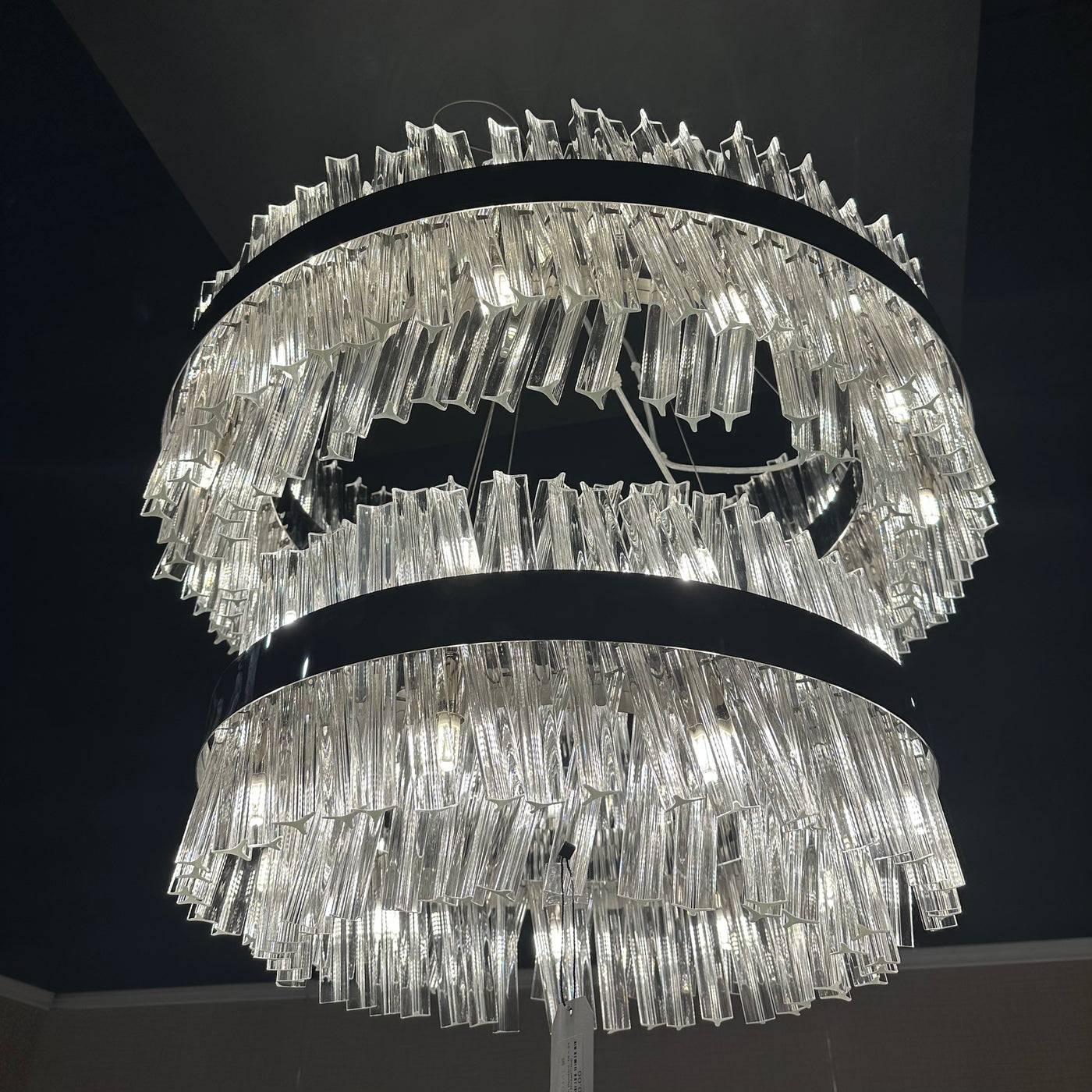 Kalih 2 Tier 60cm + 80cm Pendant, 18 + 24 Light G9, Polished Nickel/Clear