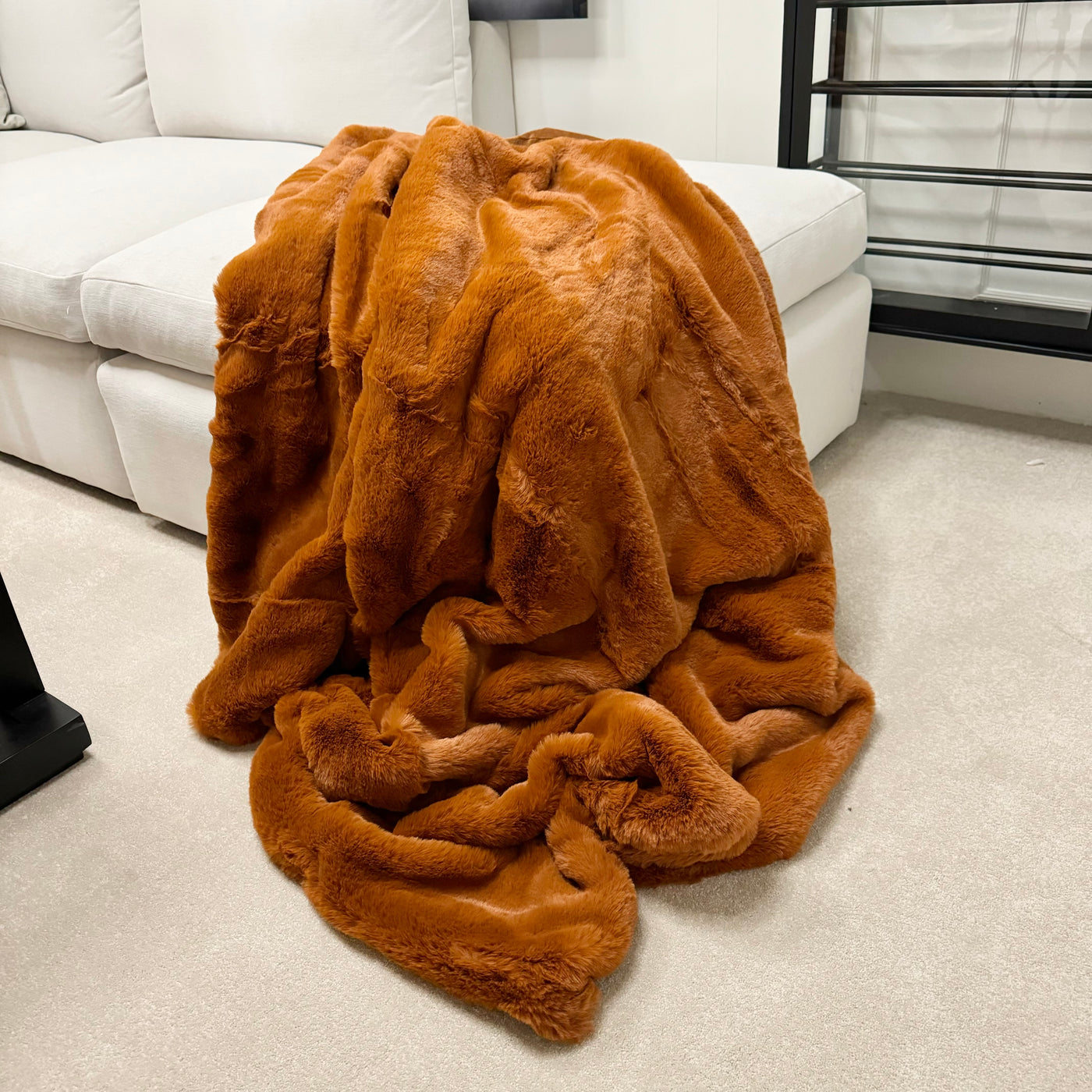 Faux Fur Orange Throw