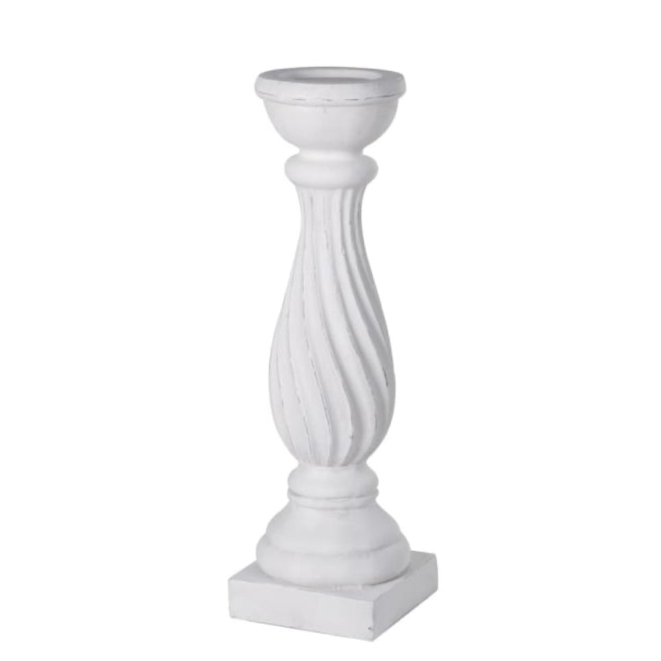 Clearance Extra Large White Stone Effect Candlestick