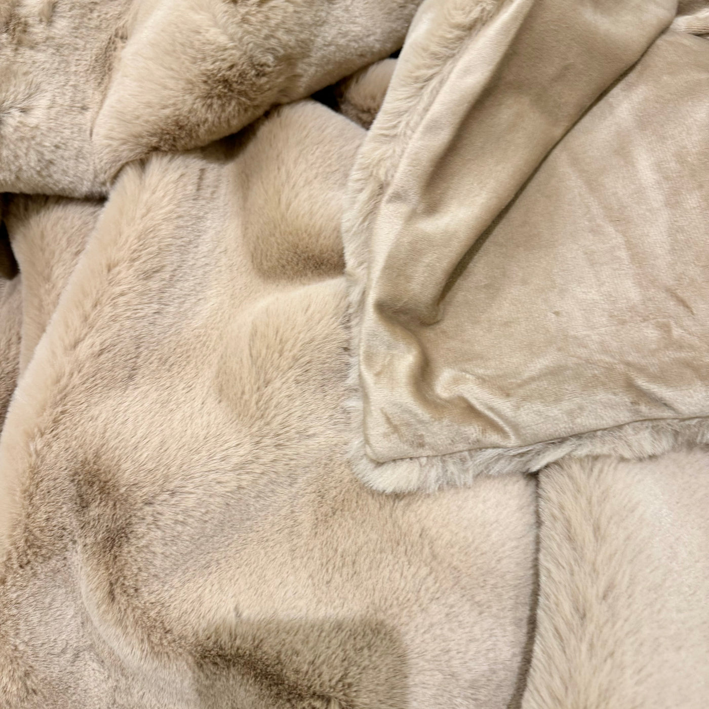 Beige Tactile Faux Fur Throw