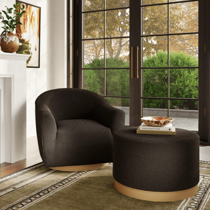 Tides Home Avon Pouffe Black 2 Sizes