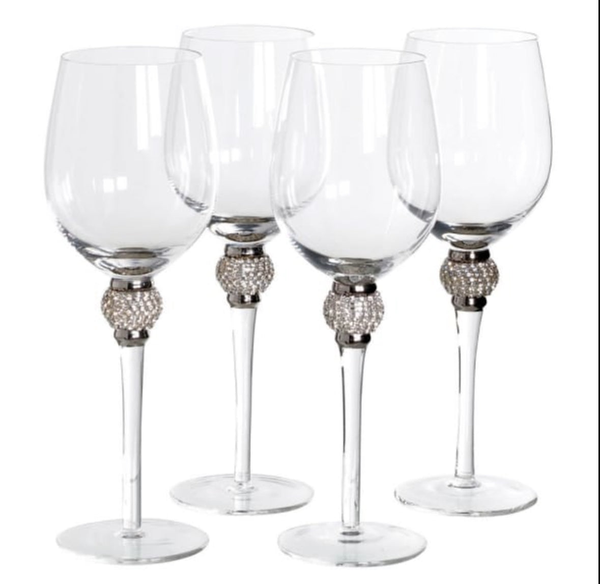 Emily Set of 4 Diamante White Wine Glasses