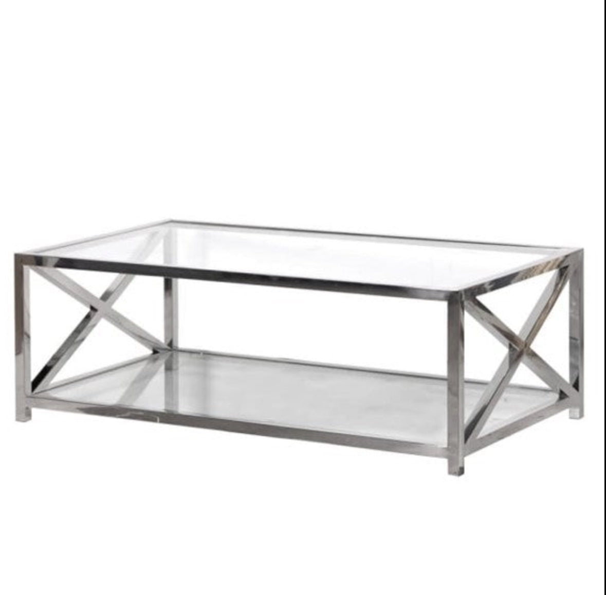 X Frame Chrome & Glass Coffee Table
