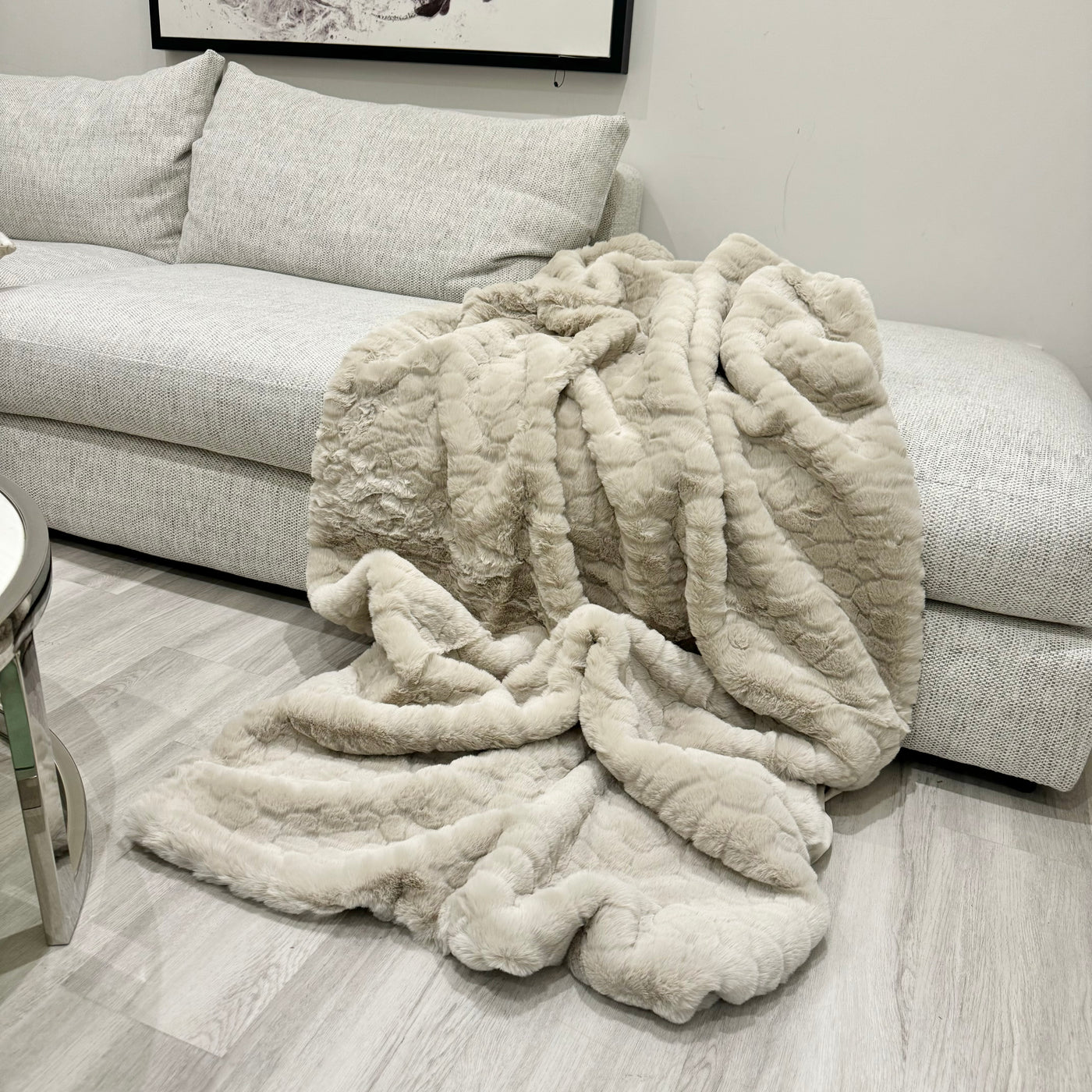 Taupe Cloud Faux Fur Throw