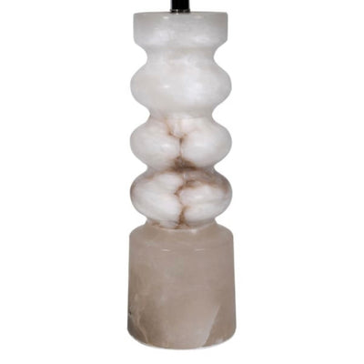 Tall Alabaster Table Lamp with Linen Shade