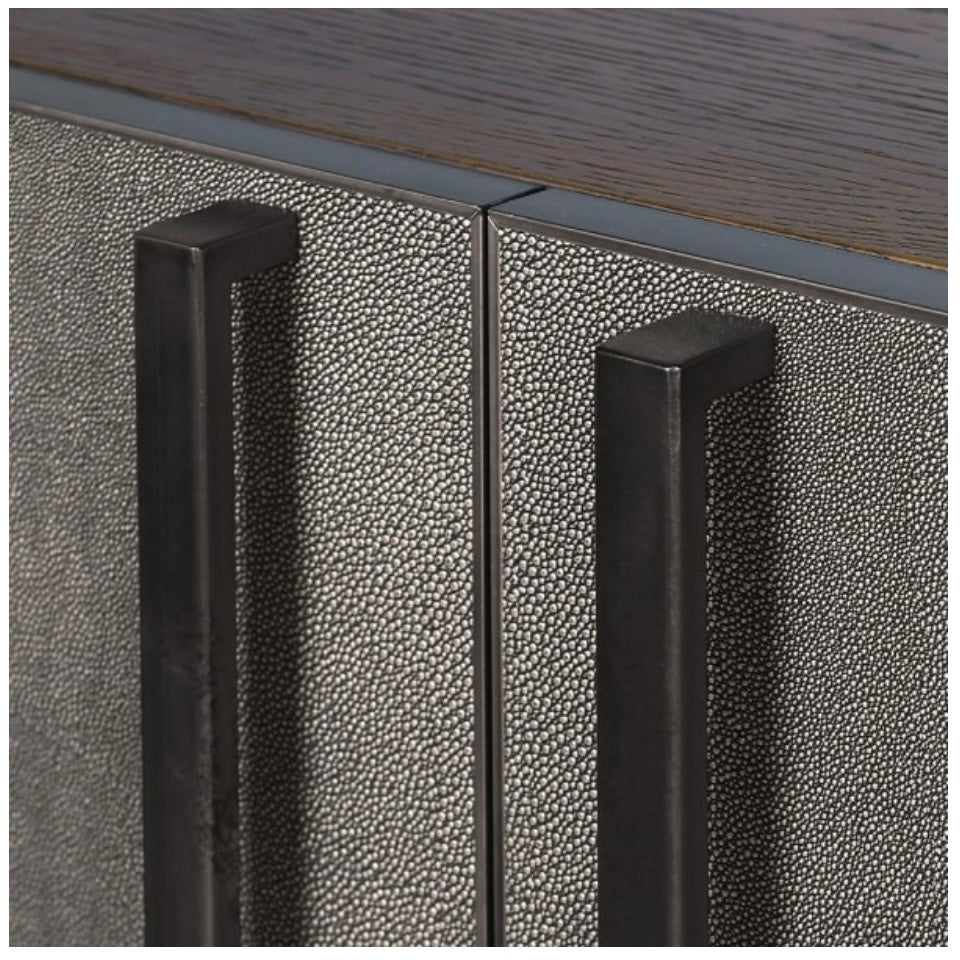 Grey Shagreen Effect Sideboard with Black Frame