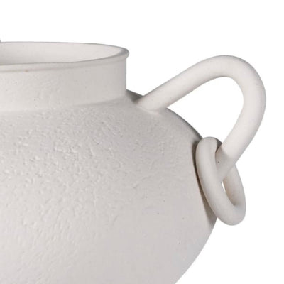 Sculptural Ivory Ceramic Vase with Handles