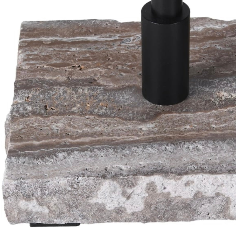 Travertine Base Black Table Lamp with Shade