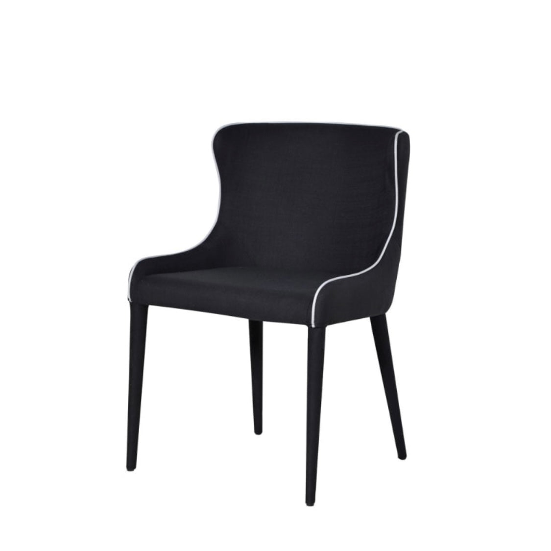 Black Dining Chair With White Piping