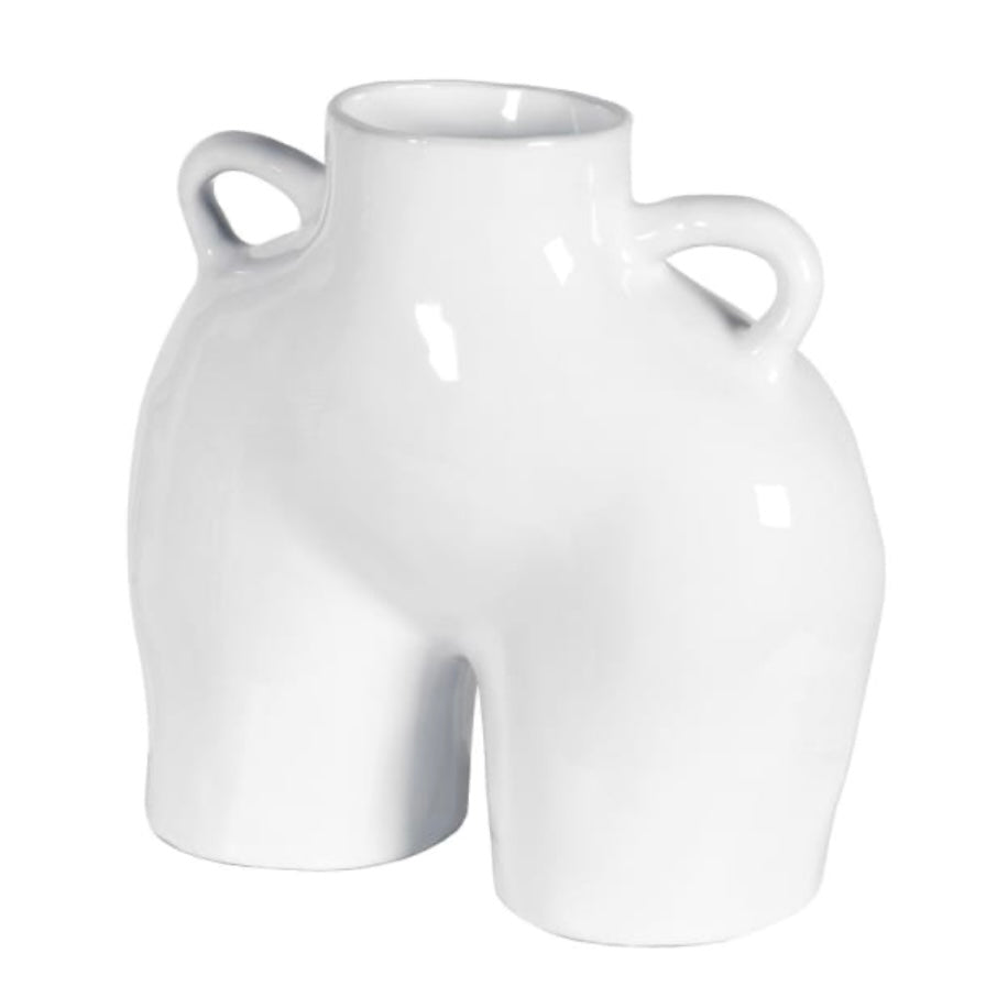 ‘Love Handles’ White Glazed Vase