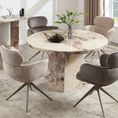 Artemis Round Dining Table Mottled Mocha