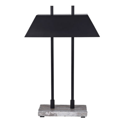 Travertine Base Black Table Lamp with Shade