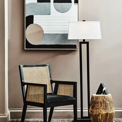Leora Black and White Floor Lamp