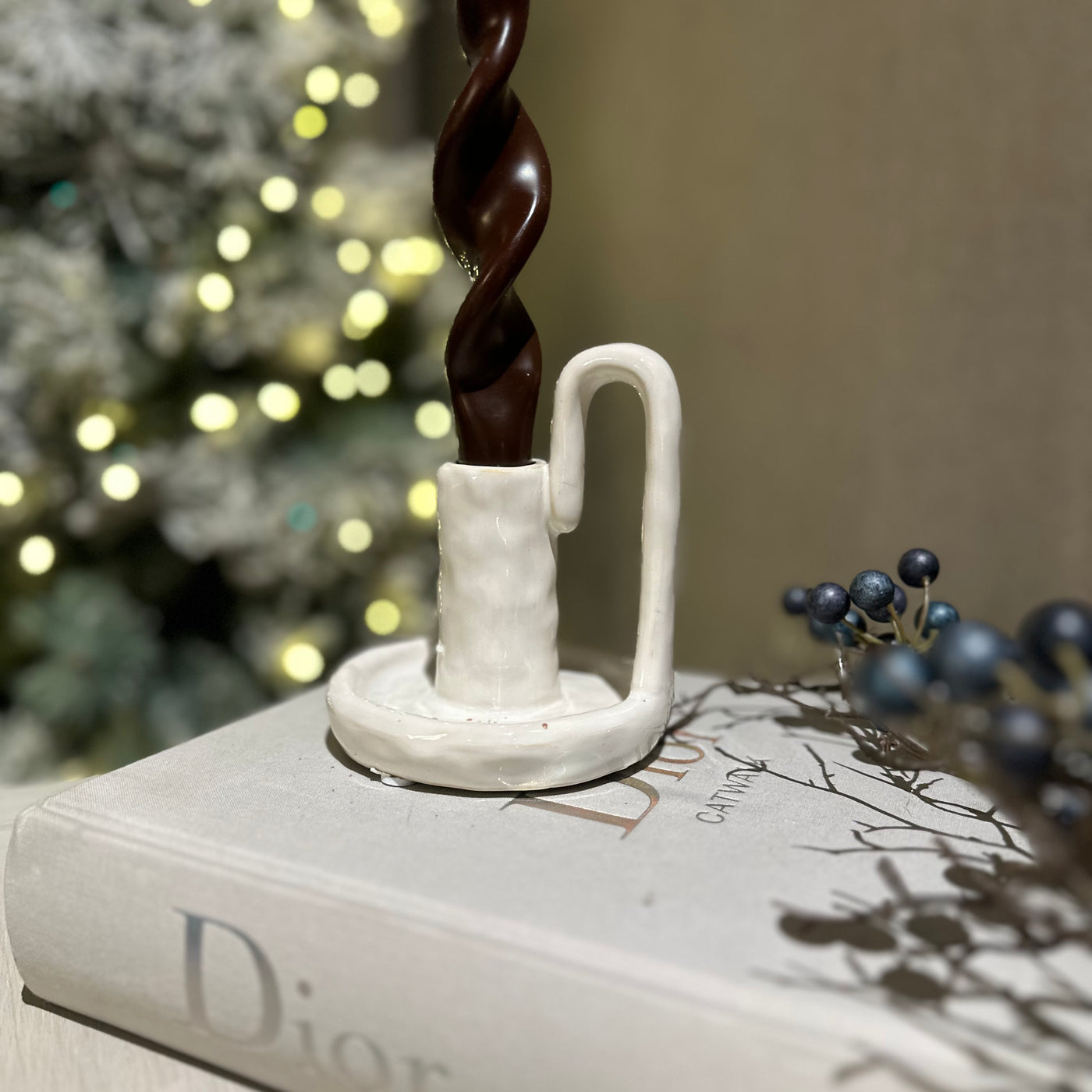 Cream Candle Holder