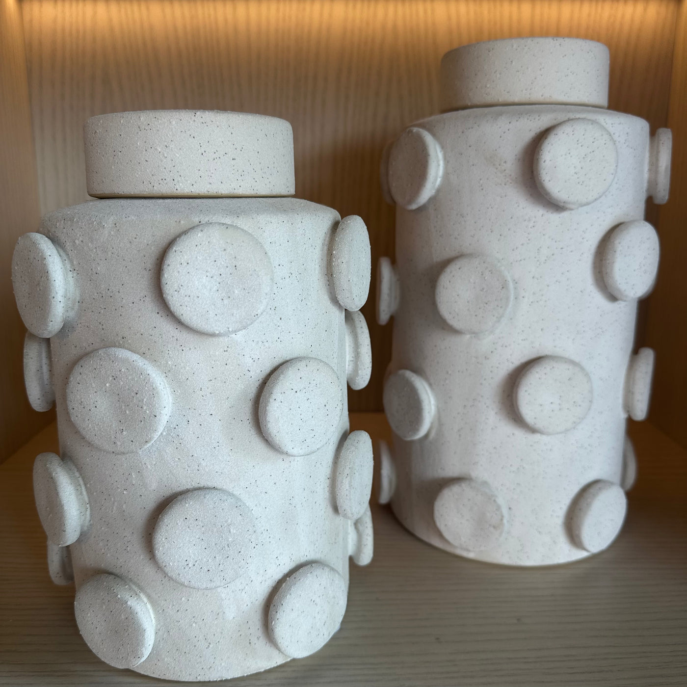 Small Ceramic Circles Lidded Jar