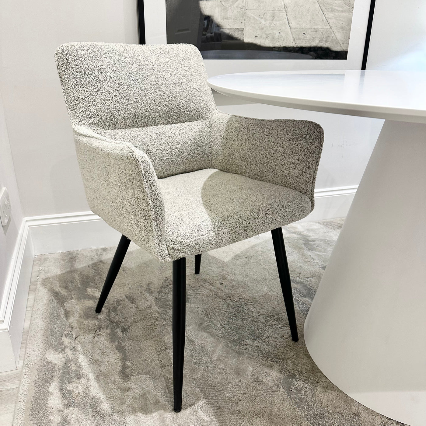 Rafa Cream/Grey Boucle Dining Chair