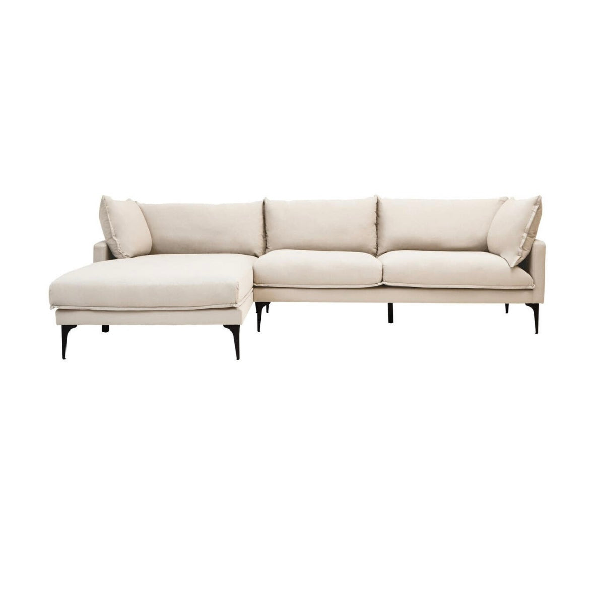 Troyes Cream Three Seat Left Chaise Sofa
