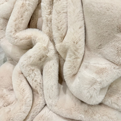 Chunky Light Beige Rabbit Faux Fur Throw