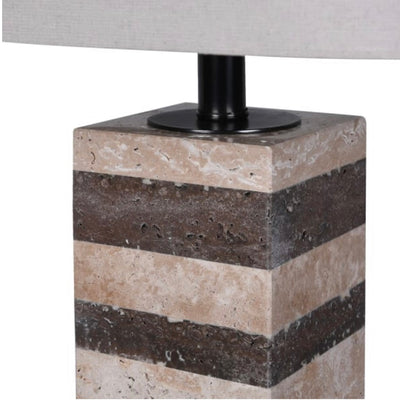 Two-tone Striped Stone Lamp with Linen Shade