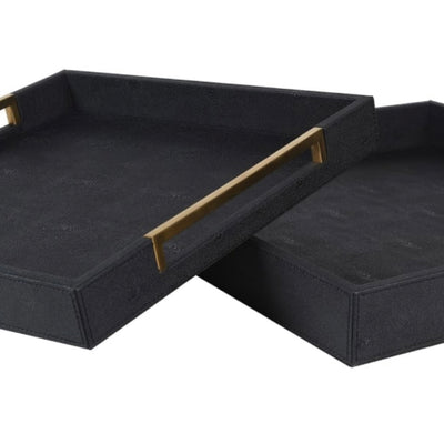 Set of 2 Black & Gold Trays