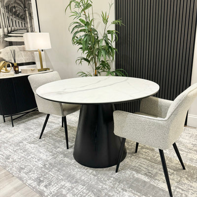 Palma Black/White Round Dining Table