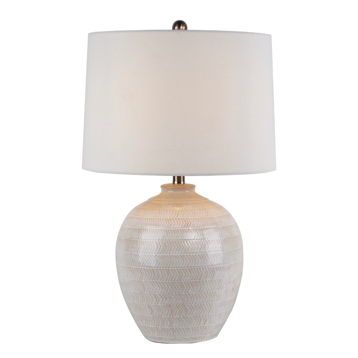 Chevronne Ceramic Table Lamp With Linen Shade