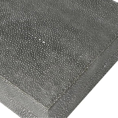 Set of 2 Grey Shagreen Boxes with Brass Handle