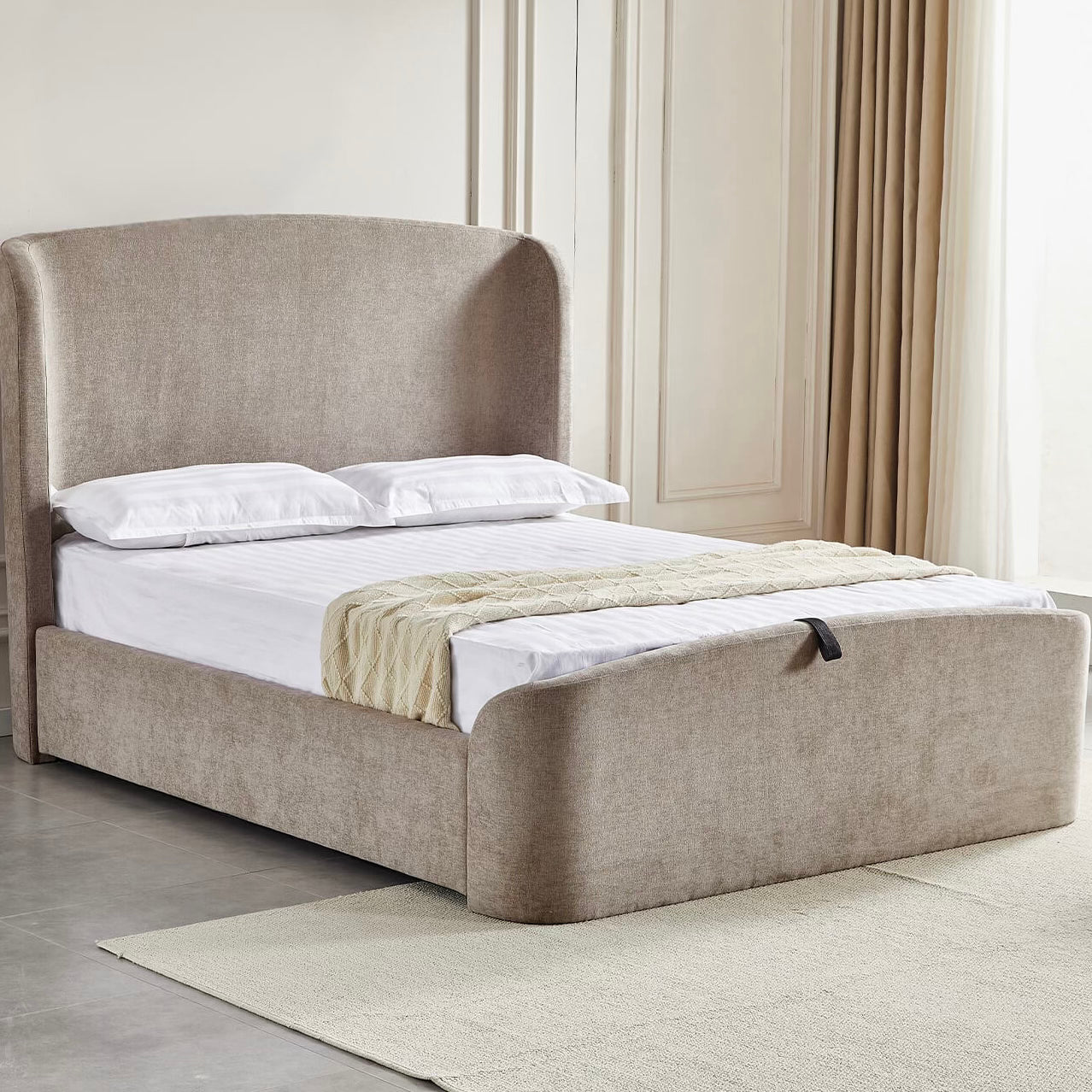 Blaire Kingsize Ottoman Bed Beige