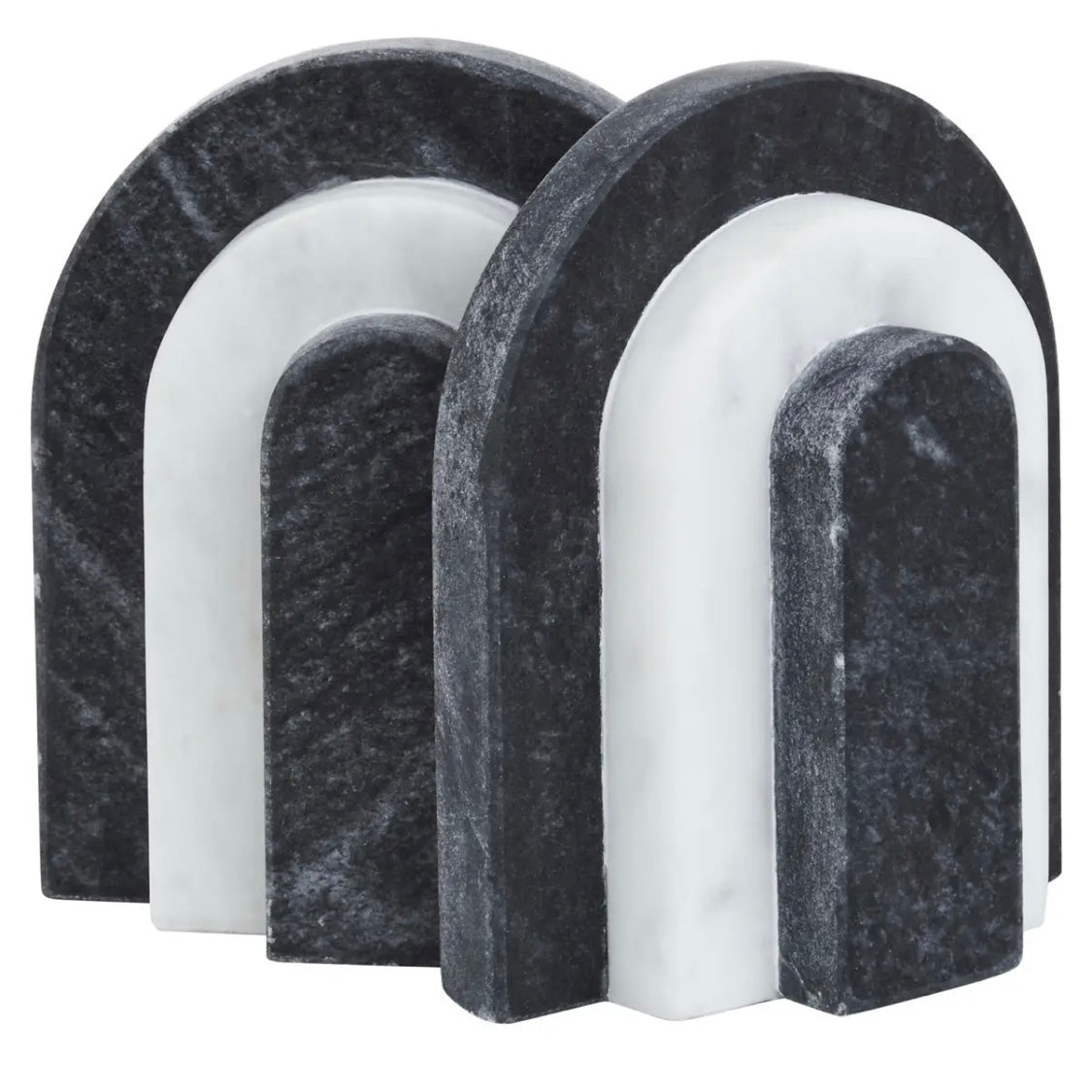 Tides Design Black And White Marble Bookends