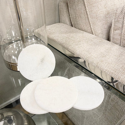 White Marble Round Coasters