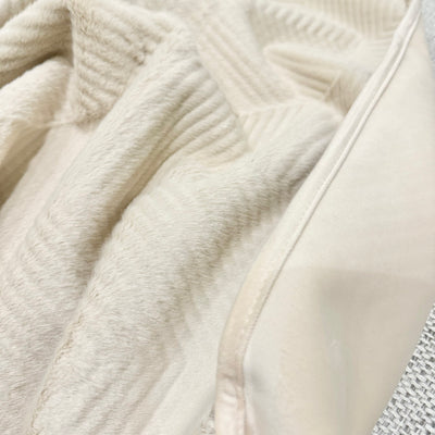 Malini Cream Chevron Faux Fur Throw