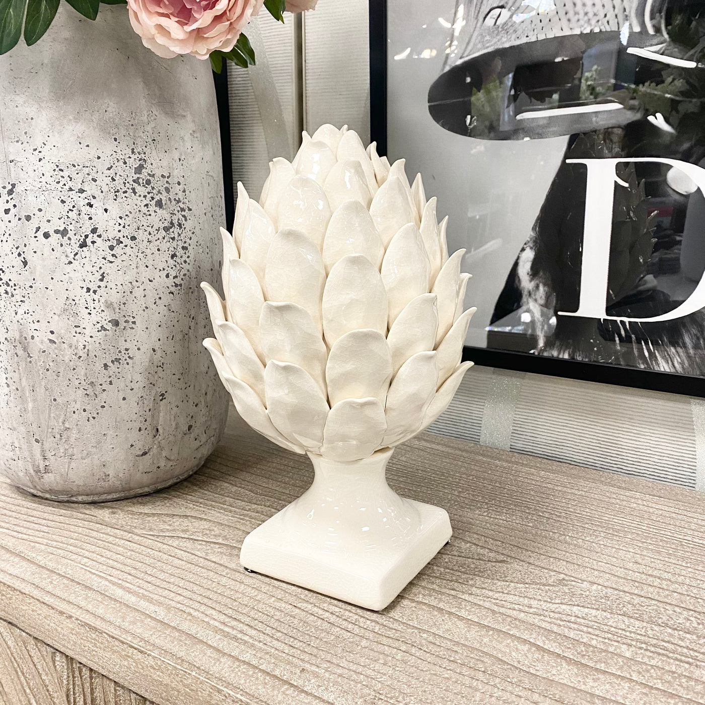 Soft White Ceramic Artichoke