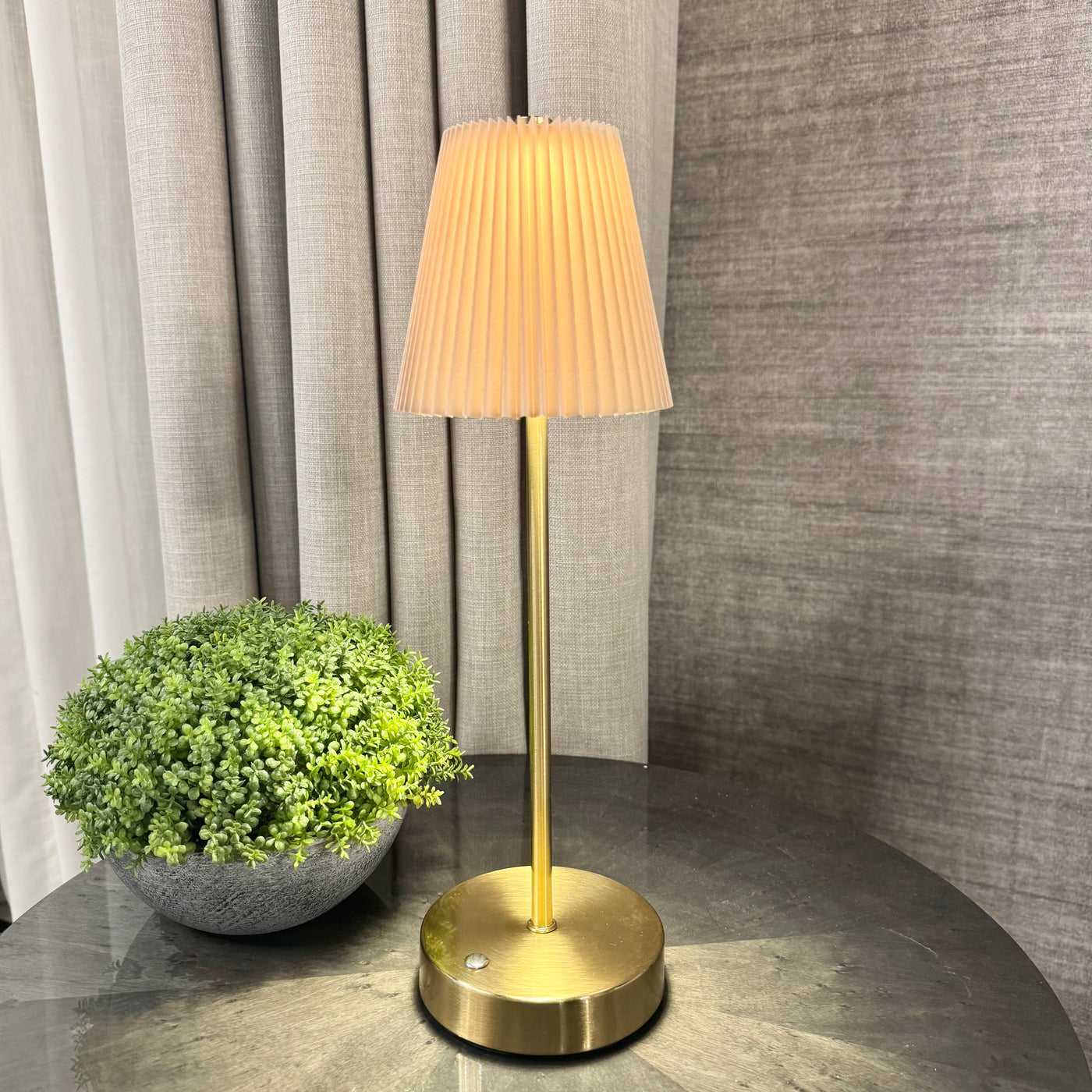 Taupe & Gold LED Touch Lamp