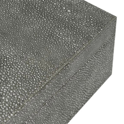 Set of 2 Grey Shagreen Boxes with Dark Brass Detail