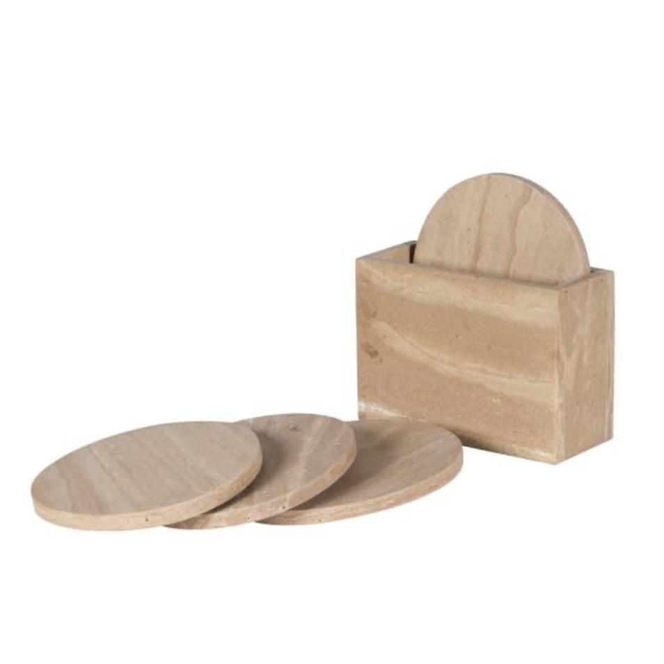 Set of 4 Travertine Effect Coasters