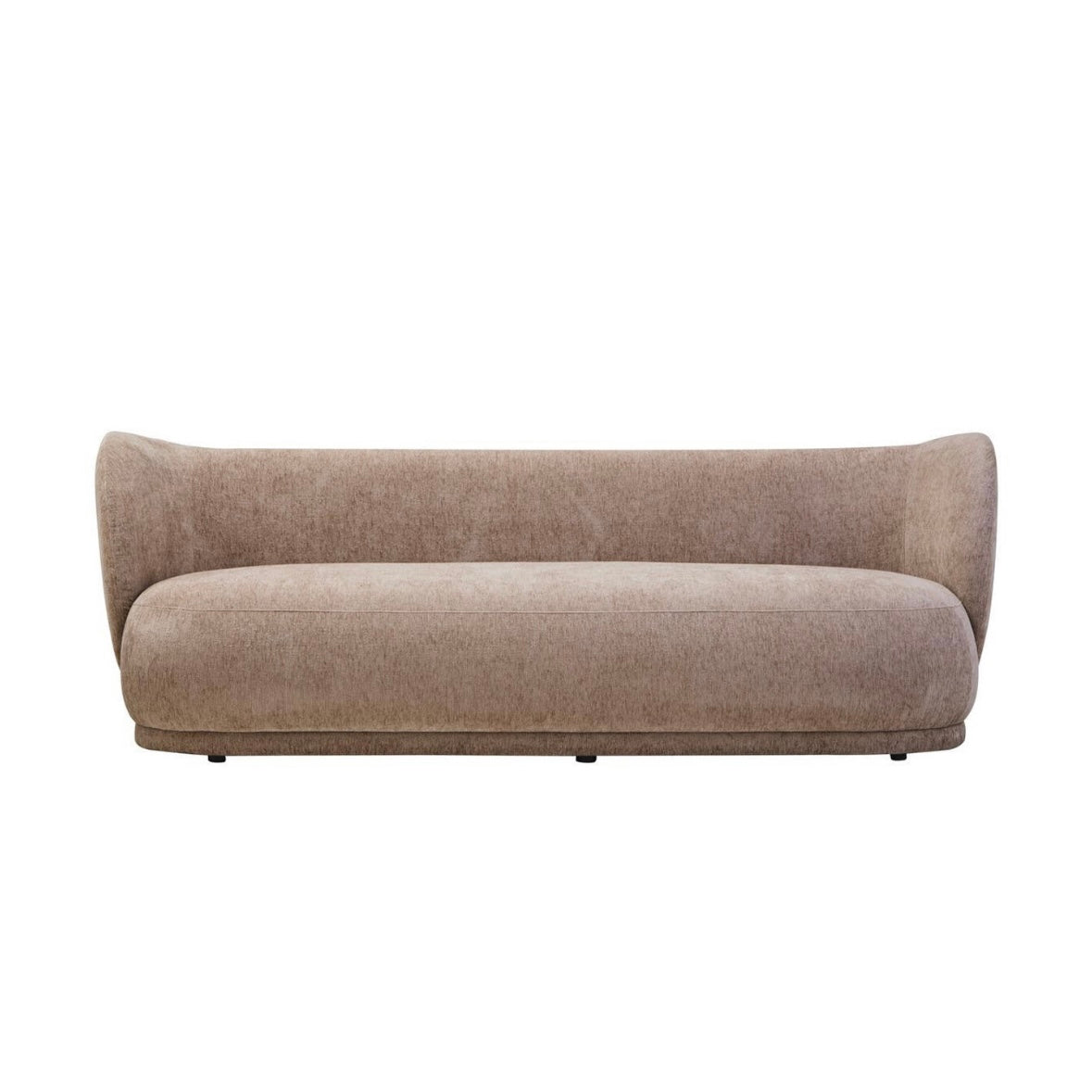 Delray Deep Stone Chenille Curved Three Seater Sofa