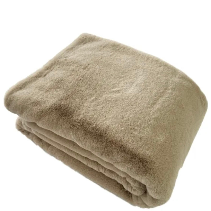 Beige Tactile Faux Fur Throw