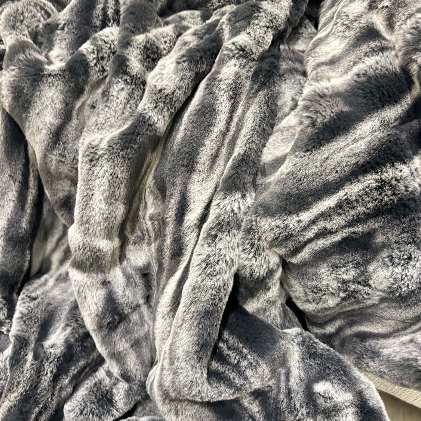 Charcoal Stripe Faux Fur Throw