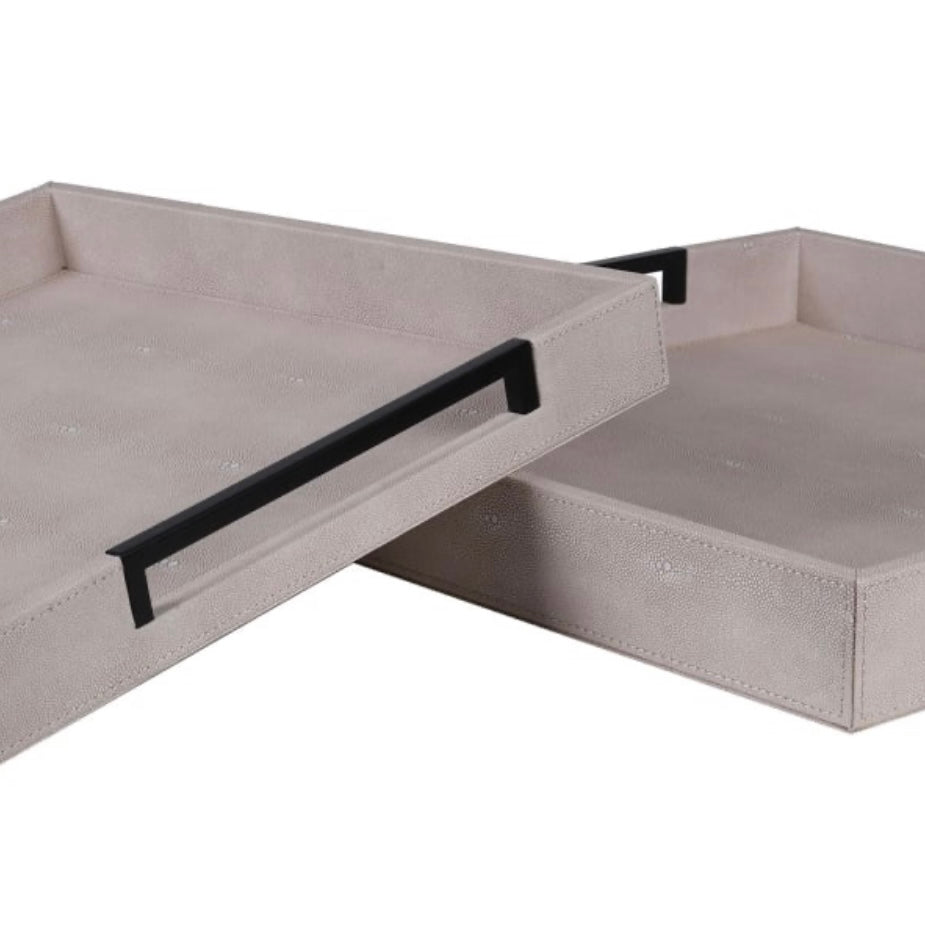 Set of 2 Ivory & Black Trays