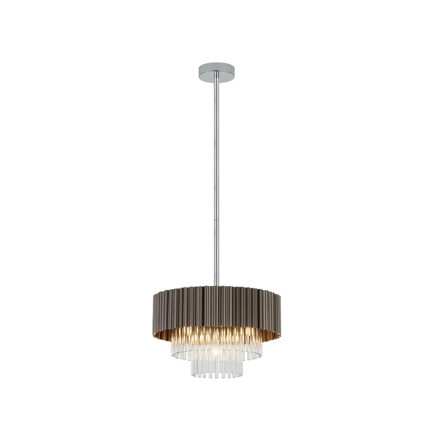 Fixed Pendant, 4 Light G9 – Oxidised Coffee & Clear Glass