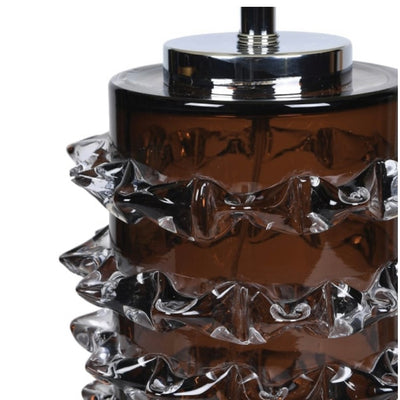 Chocolate Spiked Glass Table Lamp with Linen Shade