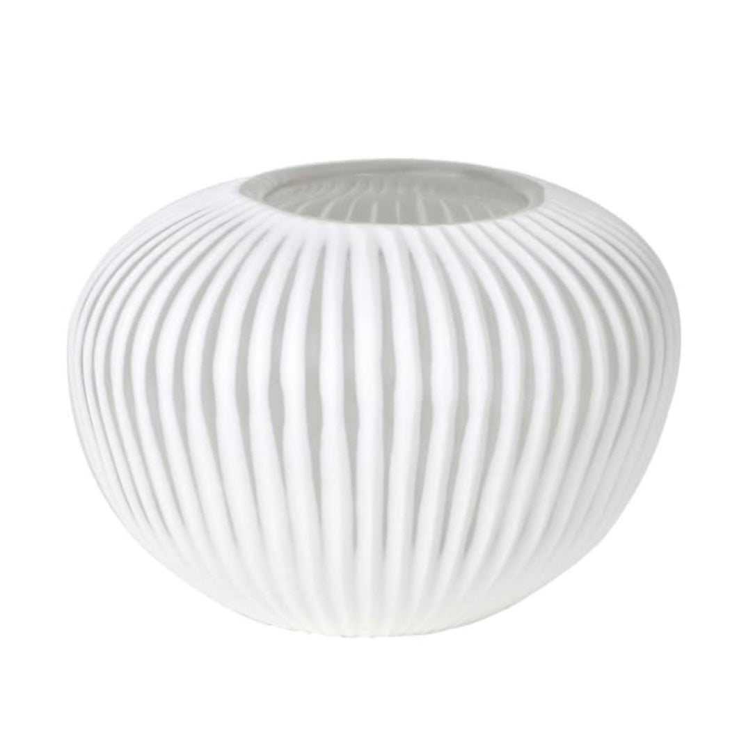 White Ribbed Vase