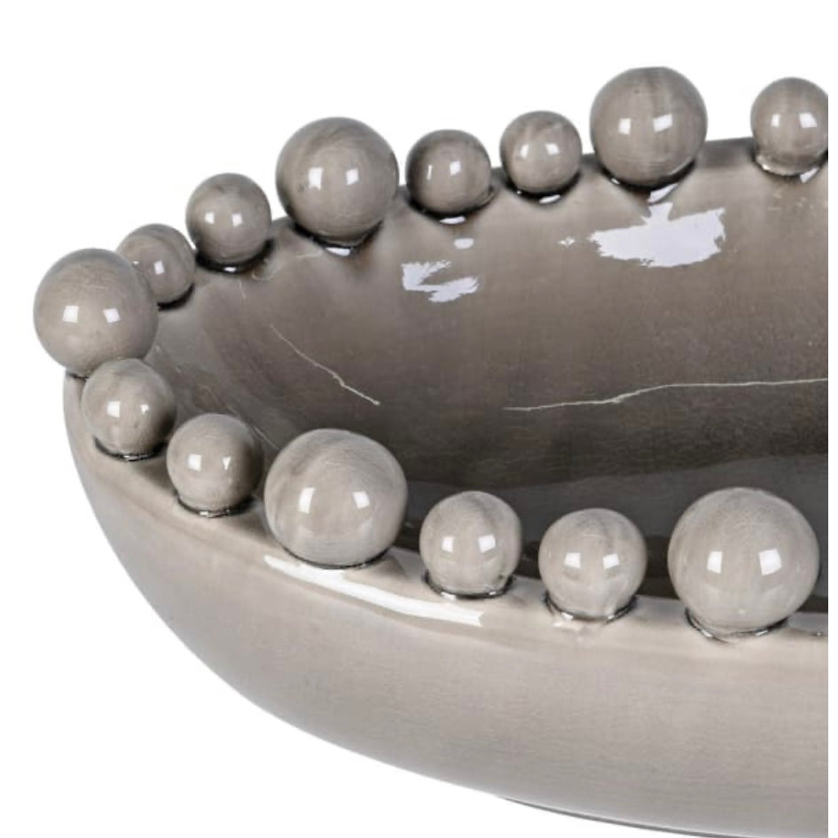 Grey Oval Bobble Bowl