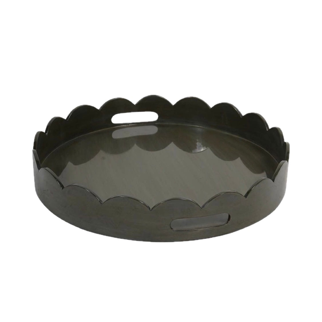 Olive Scalloped Round Tray