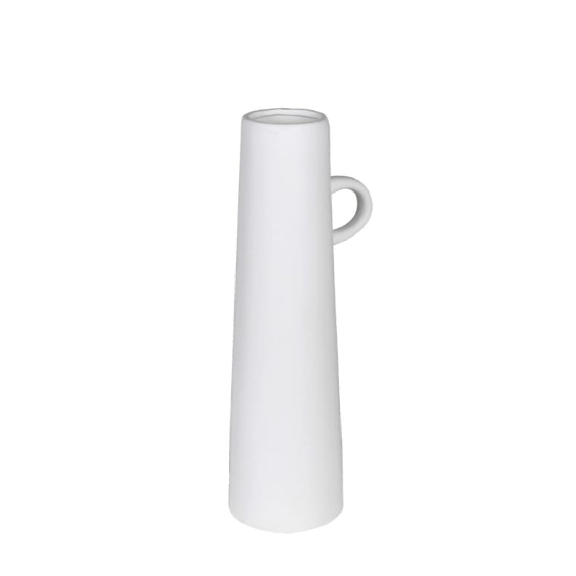 White Cylinder Vase With Handle